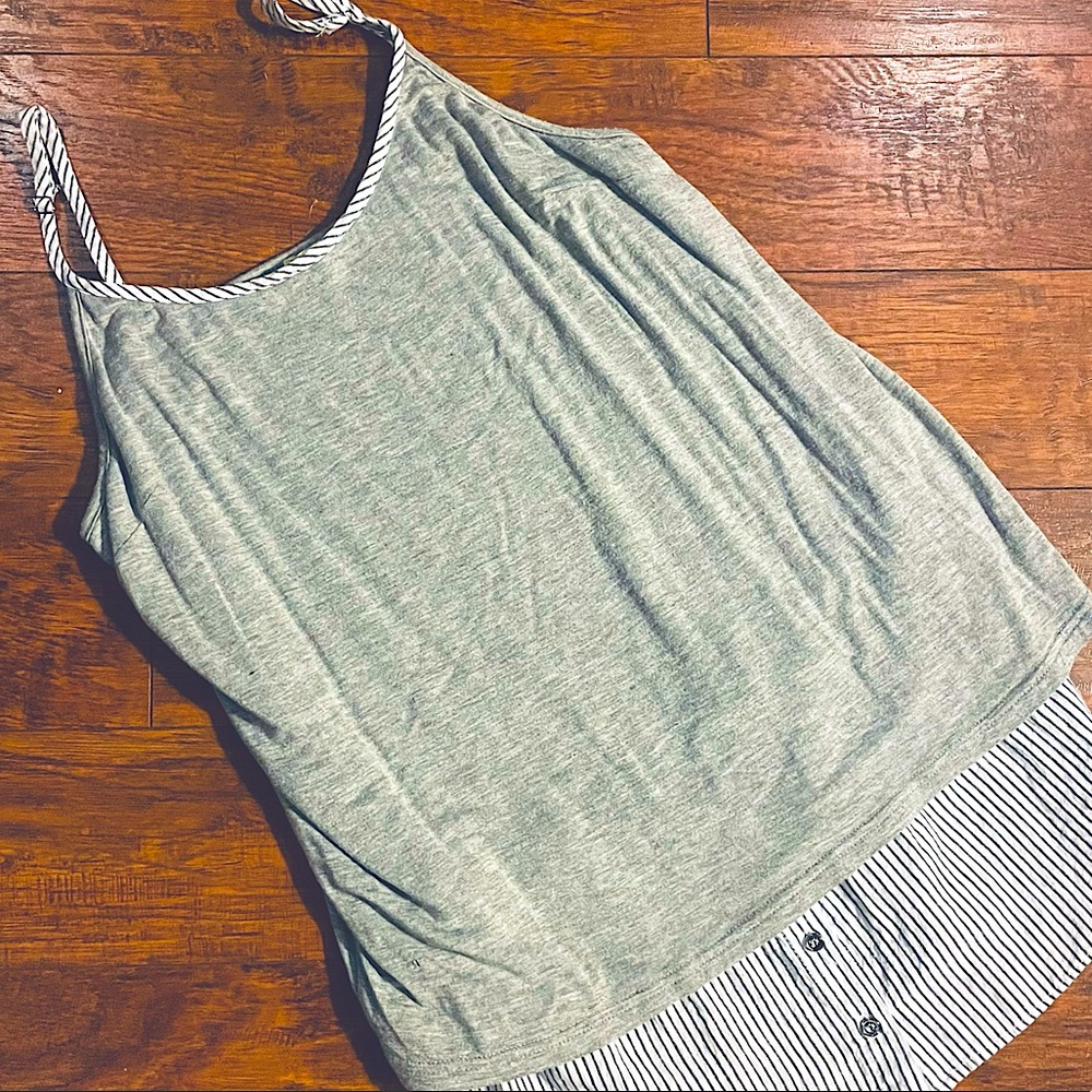 Gray & Buttoned Pin-striped underlay tank